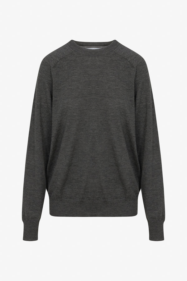 Sprwmn Charcoal Fine Cashmere Boyfriend Sweater CHARCOAL