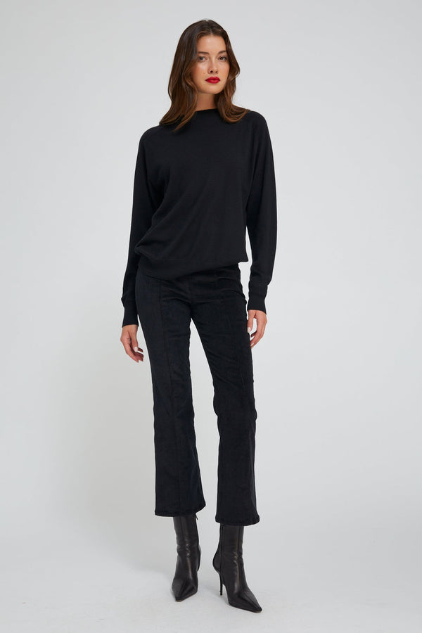 Sprwmn Corduroy Ankle Flare With Princess Seams BLACK