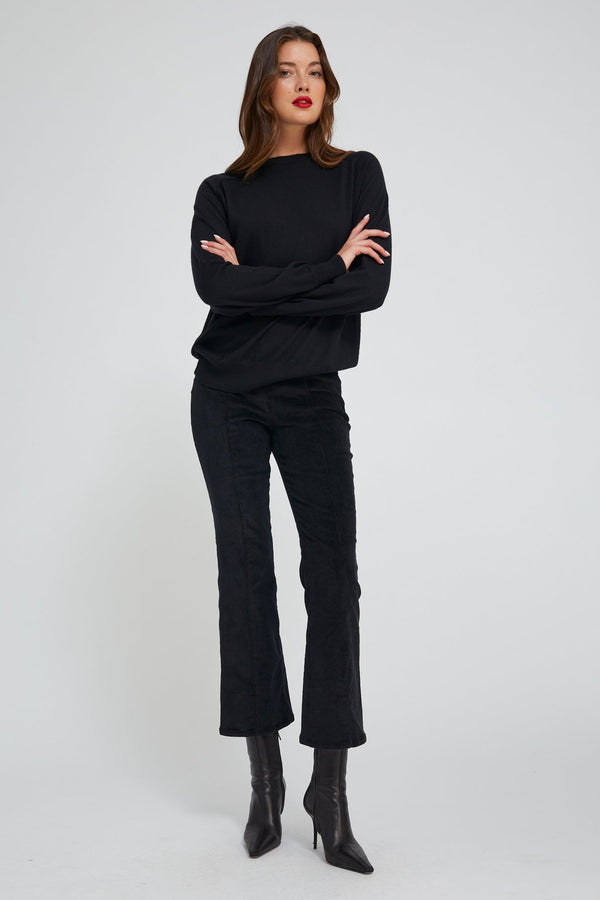 sprwmn Corduroy Ankle Flare with Princess Seams BLACK