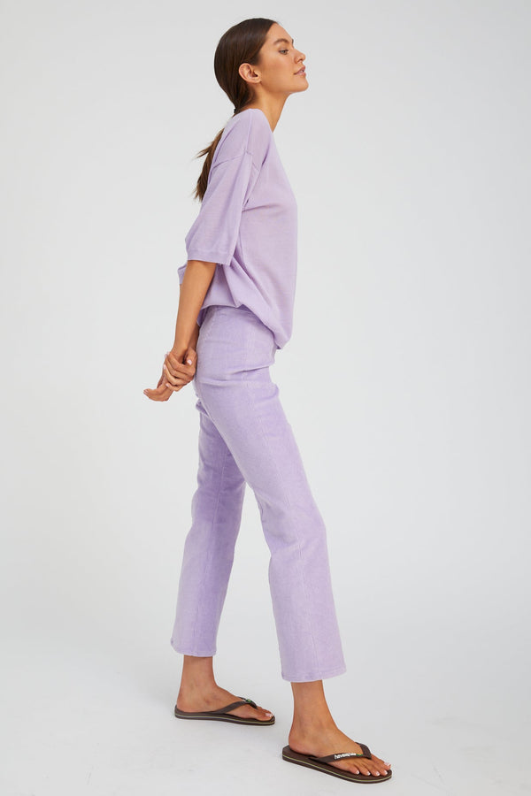 Sprwmn Corduroy Ankle Flare With Princess Seams LAVENDER