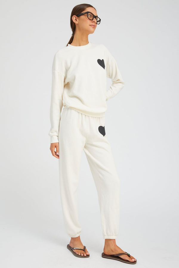 Sprwmn Creme With Black Heart Sweatshirt CREME/BLACK