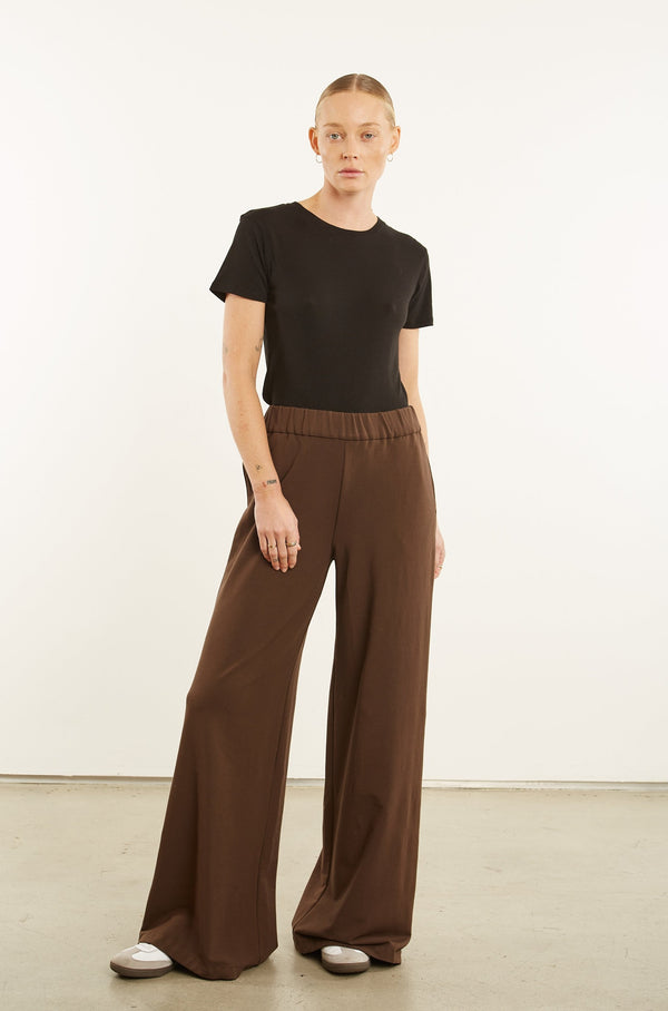 Sprwmn Dark Chocolate City Wide Leg Pants Dark Chocolate