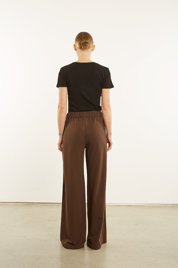 Sprwmn Dark Chocolate City Wide Leg Pants Dark Chocolate