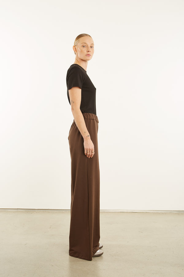 Sprwmn Dark Chocolate City Wide Leg Pants Dark Chocolate