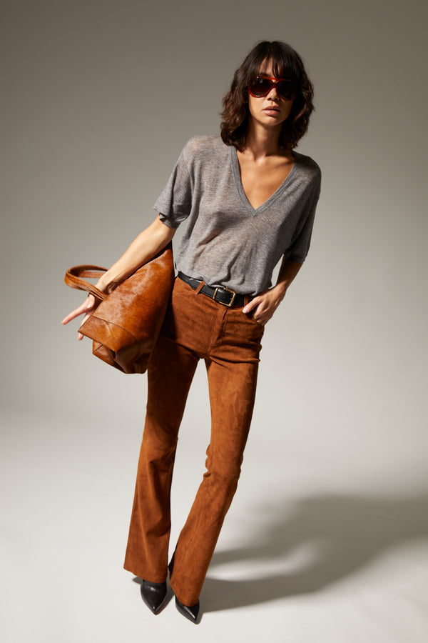 Sprwmn Dark Cognac Suede 5 Pocket Micro Flare DARK COGNAC