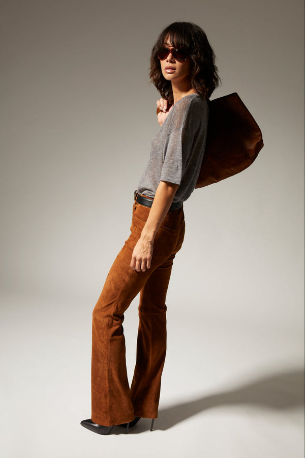 Sprwmn Dark Cognac Suede 5 Pocket Micro Flare DARK COGNAC