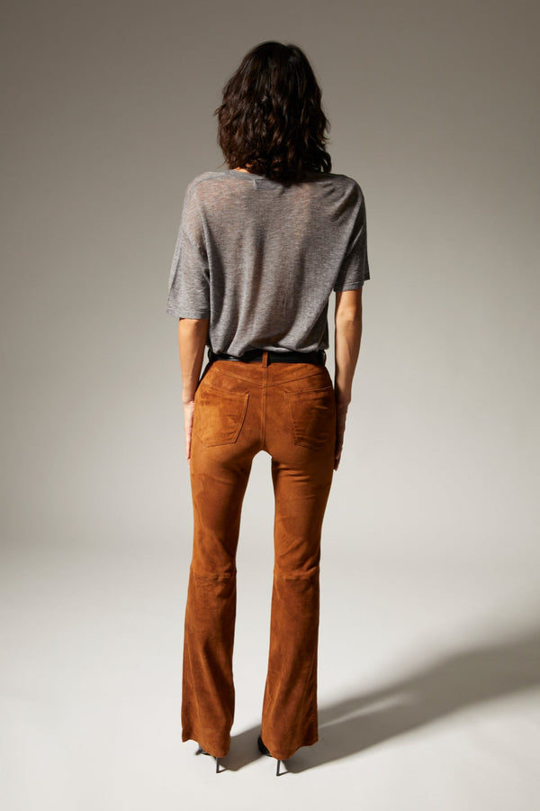 Sprwmn Dark Cognac Suede 5 Pocket Micro Flare DARK COGNAC