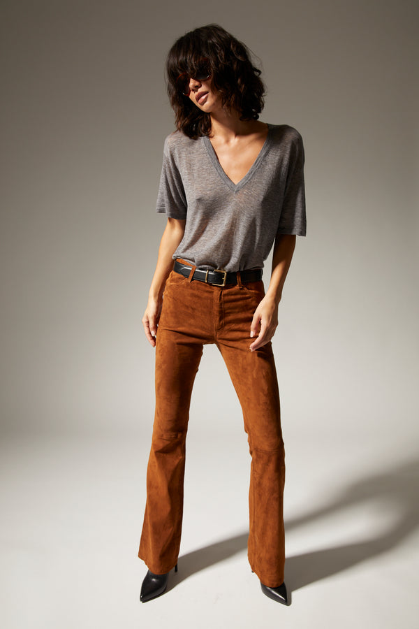 sprwmn Dark Cognac Suede 5 Pocket Micro Flare DARK COGNAC