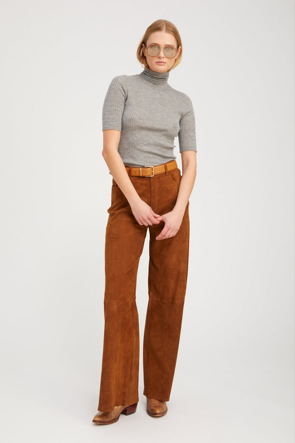 Sprwmn Dark Cognac Suede 5 Pocket Wide Leg DARK COGNAC