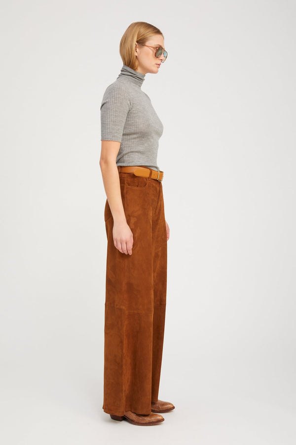 Sprwmn Dark Cognac Suede 5 Pocket Wide Leg DARK COGNAC
