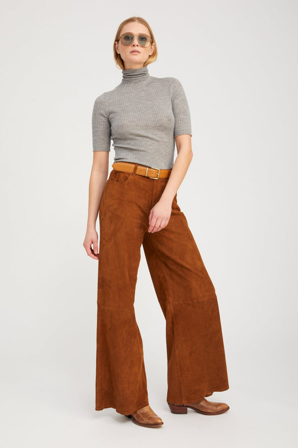 sprwmn Dark Cognac Suede 5 Pocket Wide Leg DARK COGNAC