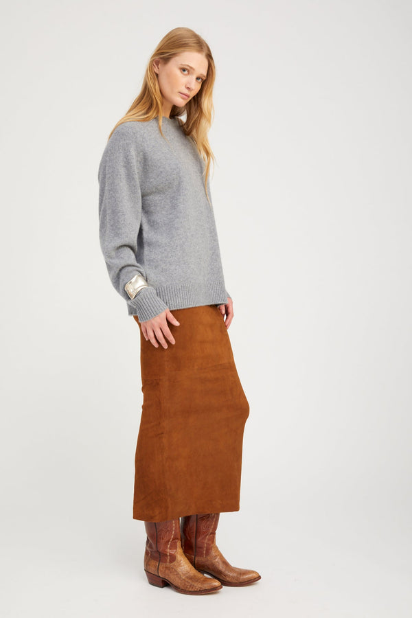 Sprwmn Dark Cognac Suede Maxi Tube Skirt DARK COGNAC