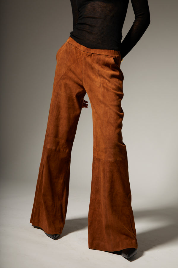Sprwmn Dark Cognac Suede Wide Leg Trousers DARK COGNAC