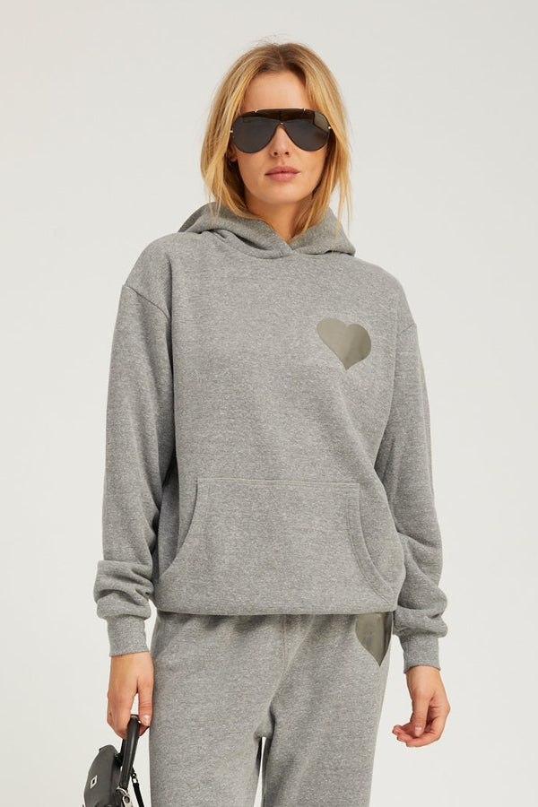 sprwmn Dark Grey Heart Hoodie DARK HEATHER GREY/SILVER