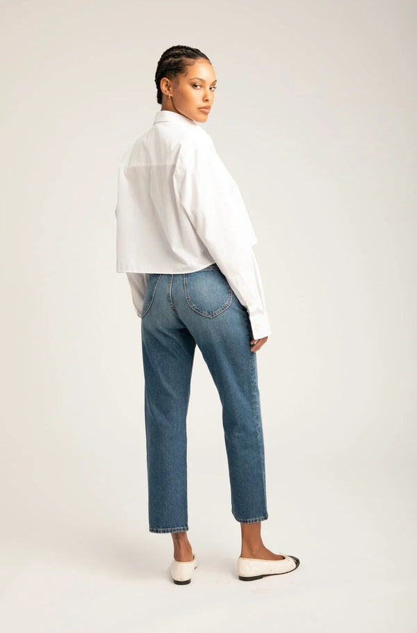 Sprwmn Gainsbourg Cropped Straight Leg Denim Dark Wash