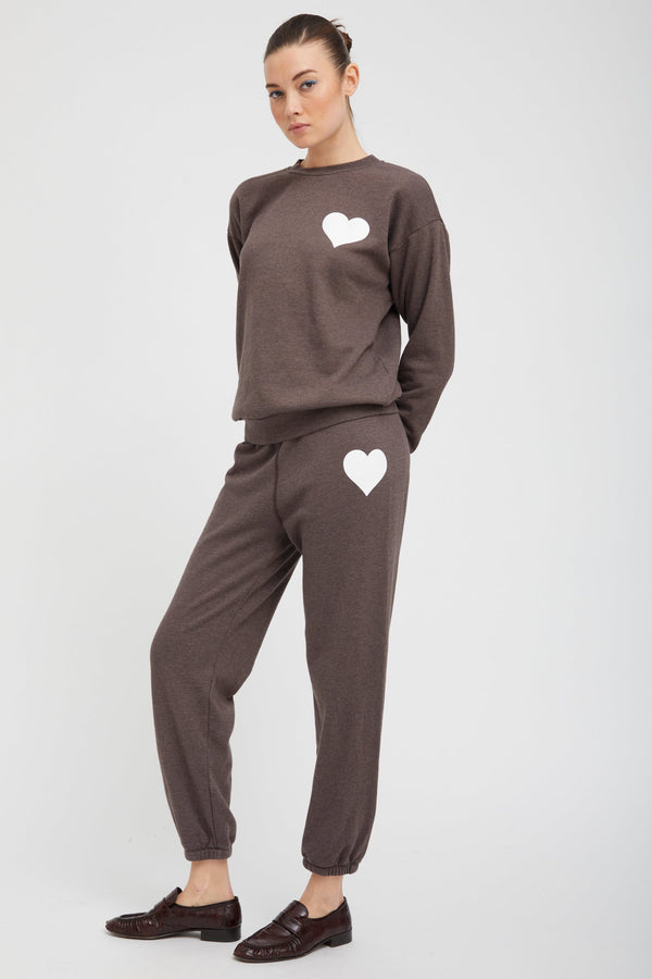 Sprwmn Heather Brown Heart Sweatpants Heather Brown