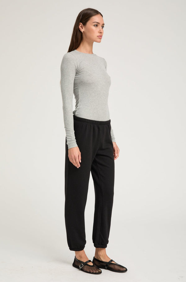 Sprwmn Heather Grey Rib Long Sleeve Baby Tee Heather Grey