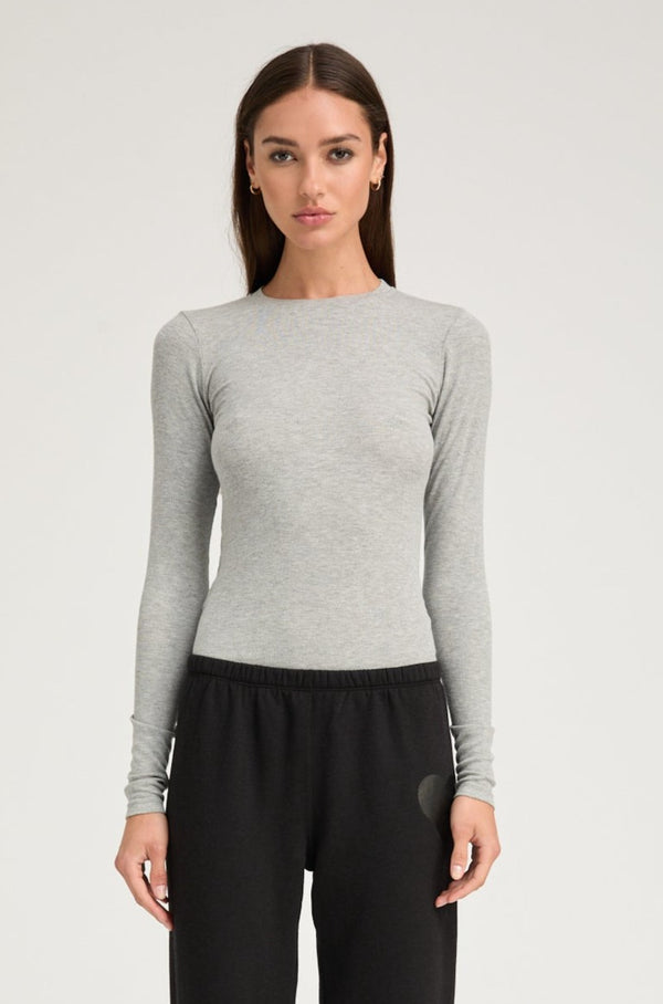 sprwmn Heather Grey Rib Long Sleeve Baby Tee Heather Grey