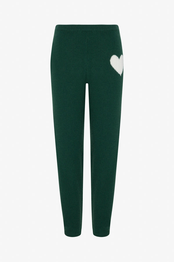 Sprwmn Ivy Cashmere Heart Logo Sweatpants IVY/WHITE