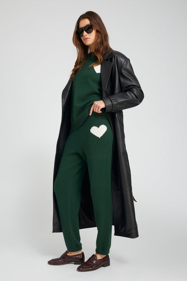 Sprwmn Ivy Cashmere Heart Logo Sweatshirt IVY/WHITE