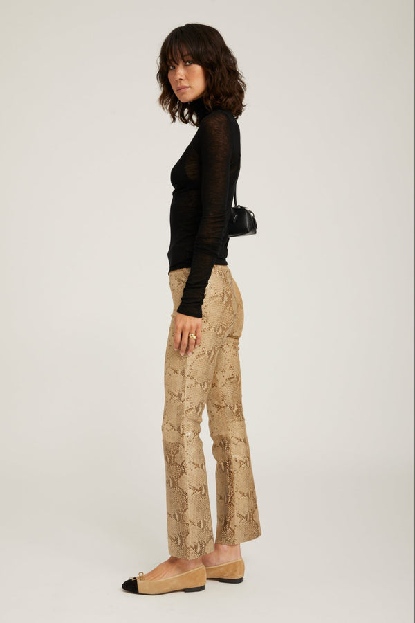 Sprwmn Jackie Leather Ankle Flare BEIGE GLOSSY PYTHON