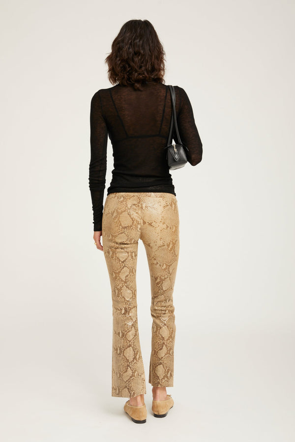 Sprwmn Jackie Leather Ankle Flare BEIGE GLOSSY PYTHON