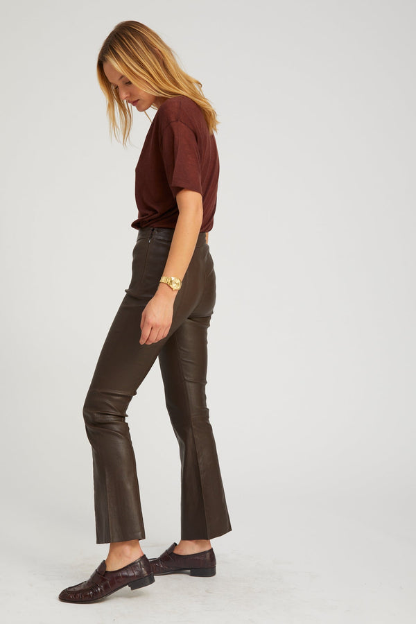 Sprwmn Leather Ankle Flare With Princess Seams AMERICANO