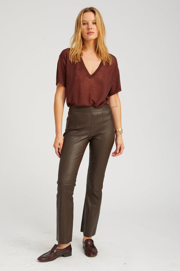 sprwmn Leather Ankle Flare with Princess Seams AMERICANO