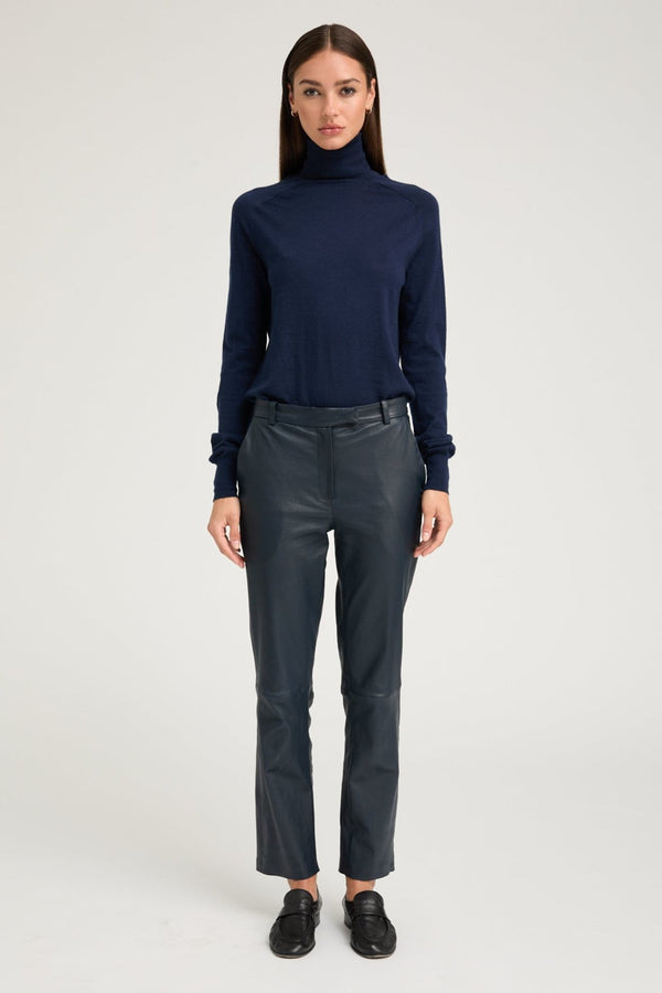 sprwmn Midnight Leather Sophia Cigarette Trousers Midnight