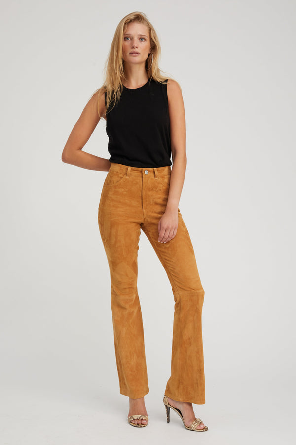 sprwmn Nutmeg Suede 5 Pocket Micro Flare Pants Nutmeg