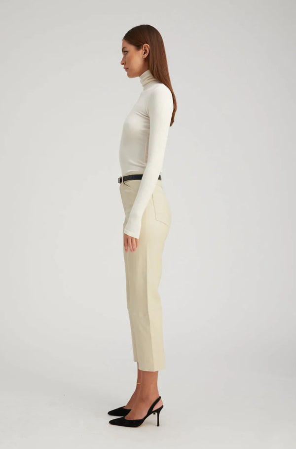 Sprwmn Off White Leather 5 Pocket Straight Leg Pants Off White