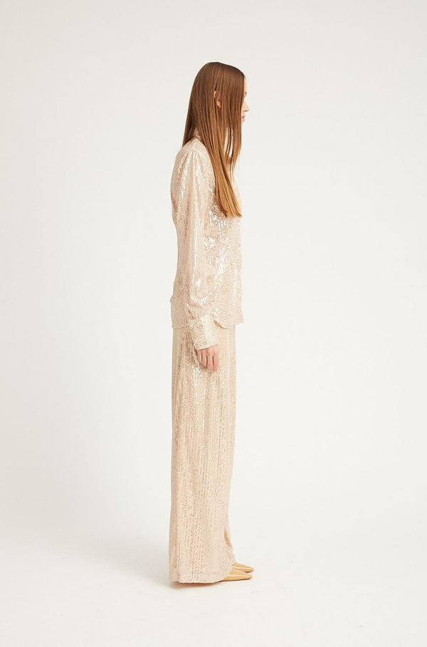 Sprwmn Off White Sequin Fitted Button Down Off White