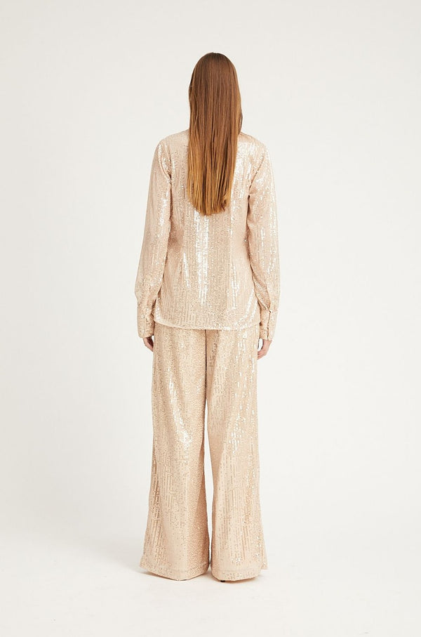 Sprwmn Off White Sequin Fitted Button Down Off White