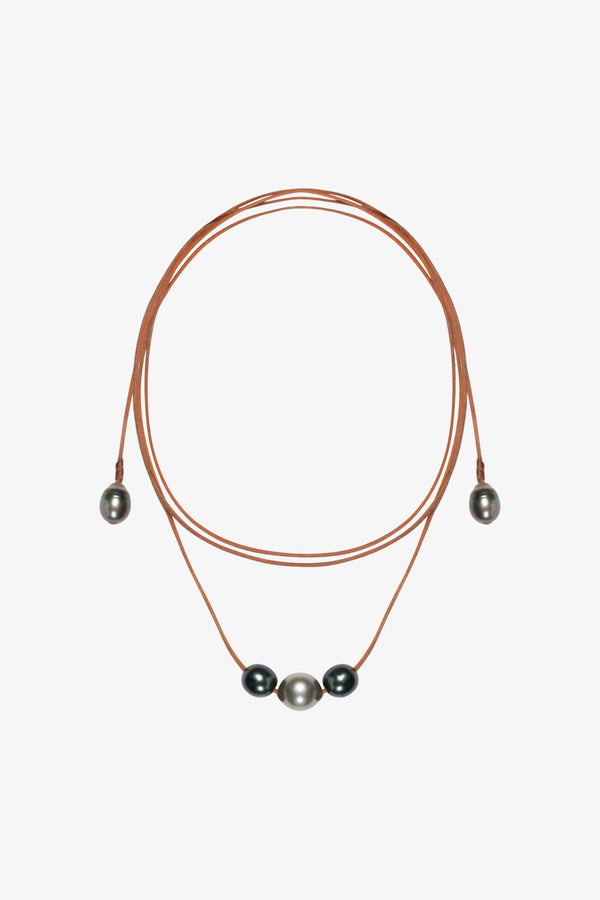 sprwmn Alice Black Pearl Lariat Necklace BLACK