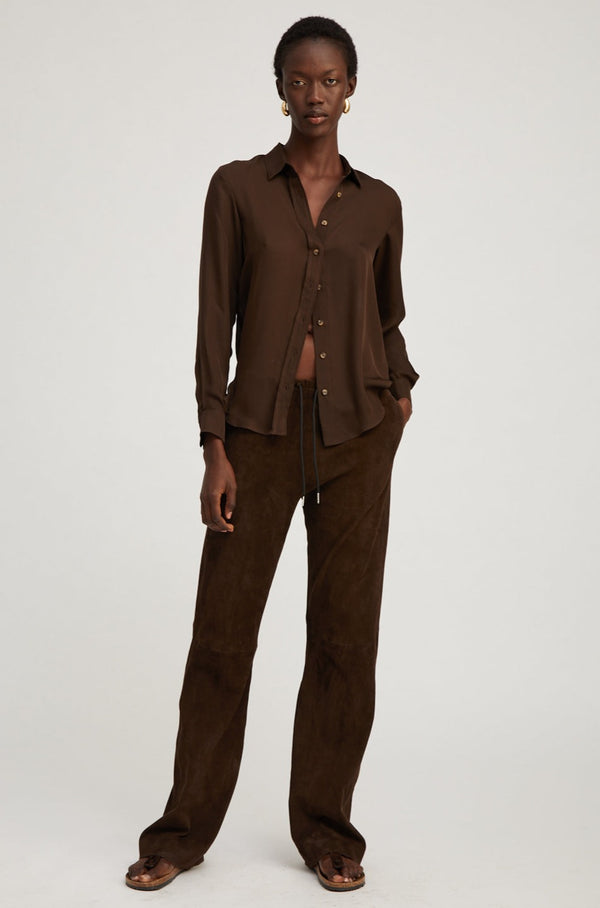 Sprwmn Americano Suede Straight Leg Pants Brown