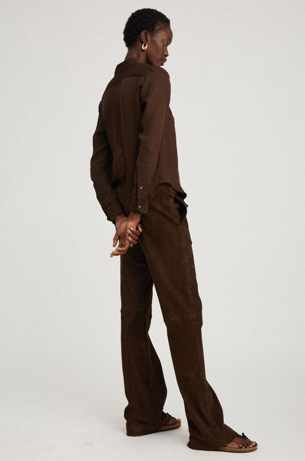 Sprwmn Americano Suede Straight Leg Pants Brown