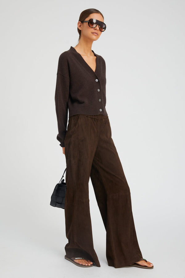 Sprwmn Americano Suede Wide Leg Trousers