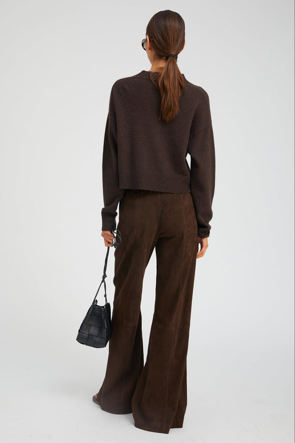Sprwmn Americano Suede Wide Leg Trousers