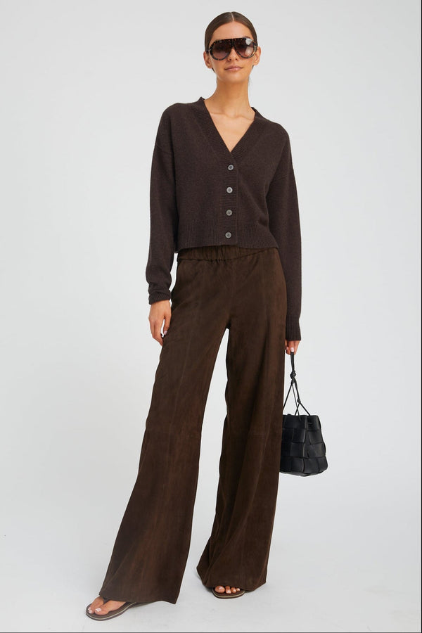 sprwmn Americano Suede Wide Leg Trousers