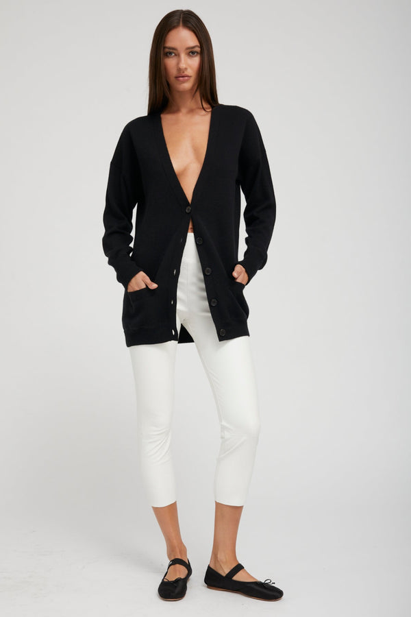 Sprwmn Black Cashmere Boyfriend Cardigan Black