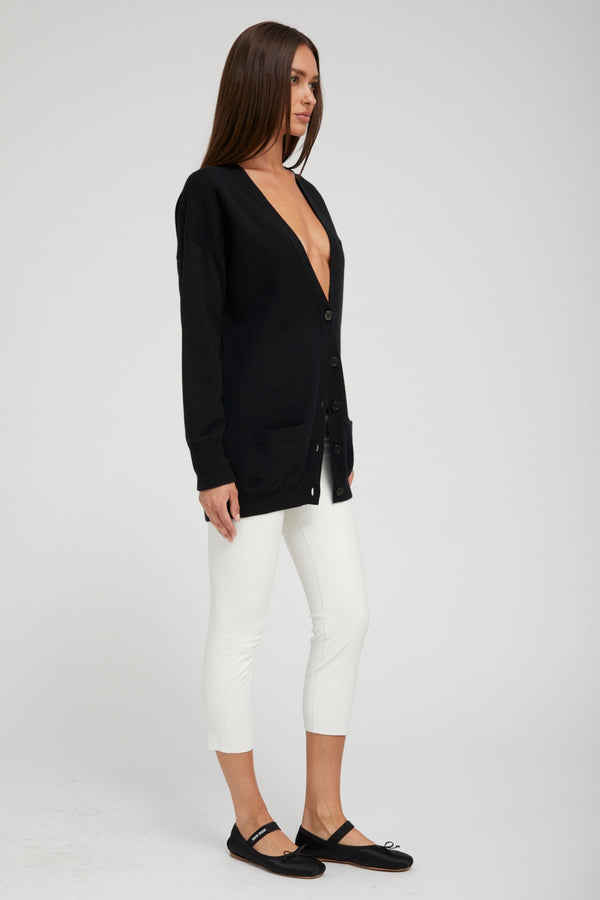 Sprwmn Black Cashmere Boyfriend Cardigan Black