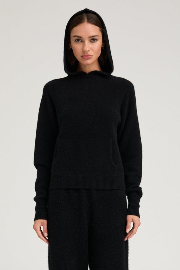 sprwmn Black Cashmere Hoodie Black