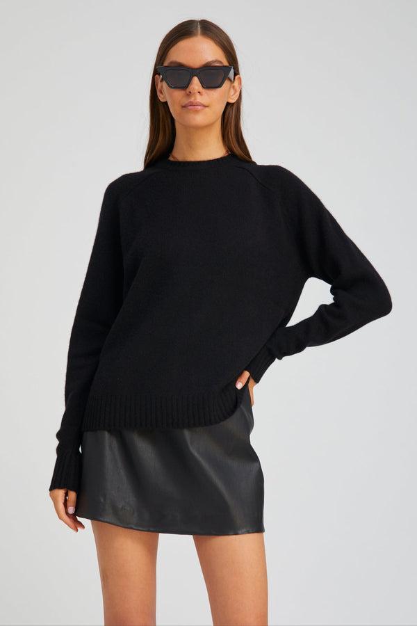 Sprwmn Black Cashmere Loose Gauge Crewneck Black