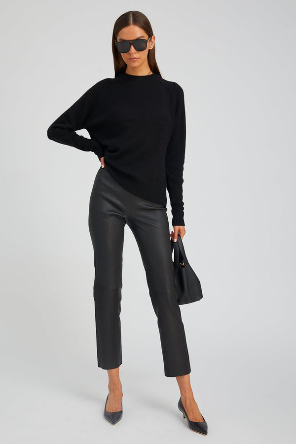 Sprwmn Black Cashmere Loose Gauge Crewneck Black