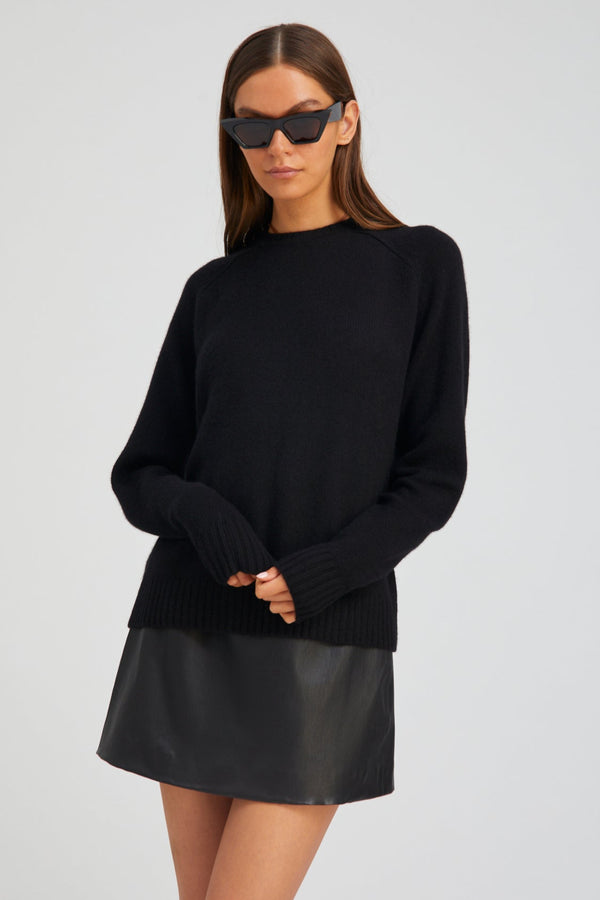 sprwmn Black Cashmere Loose Gauge Crewneck Black