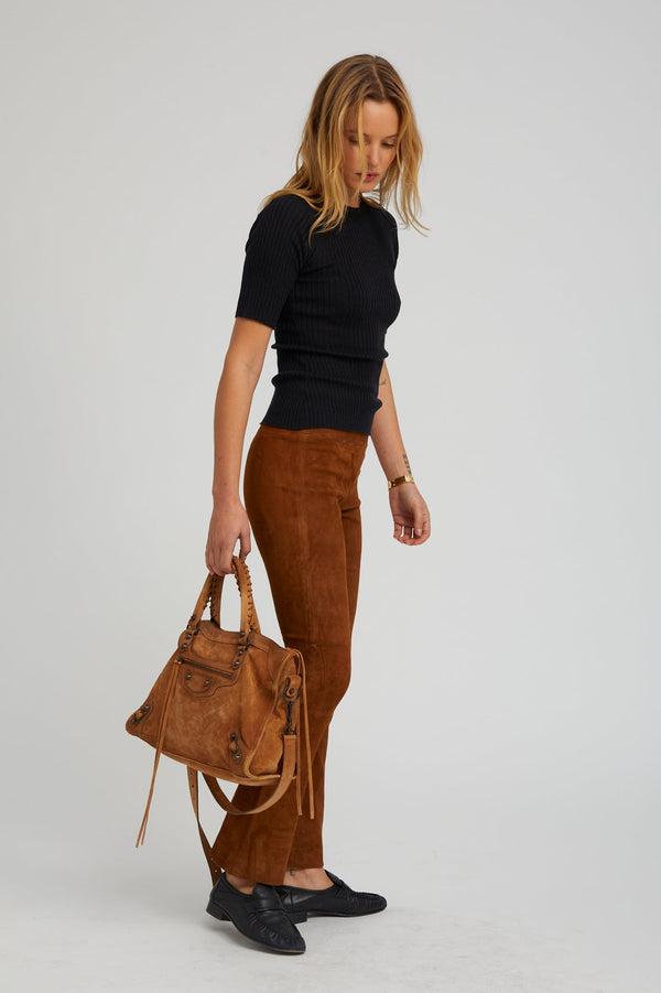 Sprwmn Black Cashmere Mid Sleeve Crewneck Black