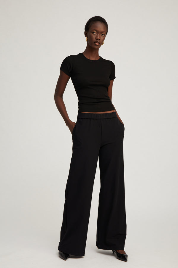 sprwmn Black City Wide Leg Pants Black