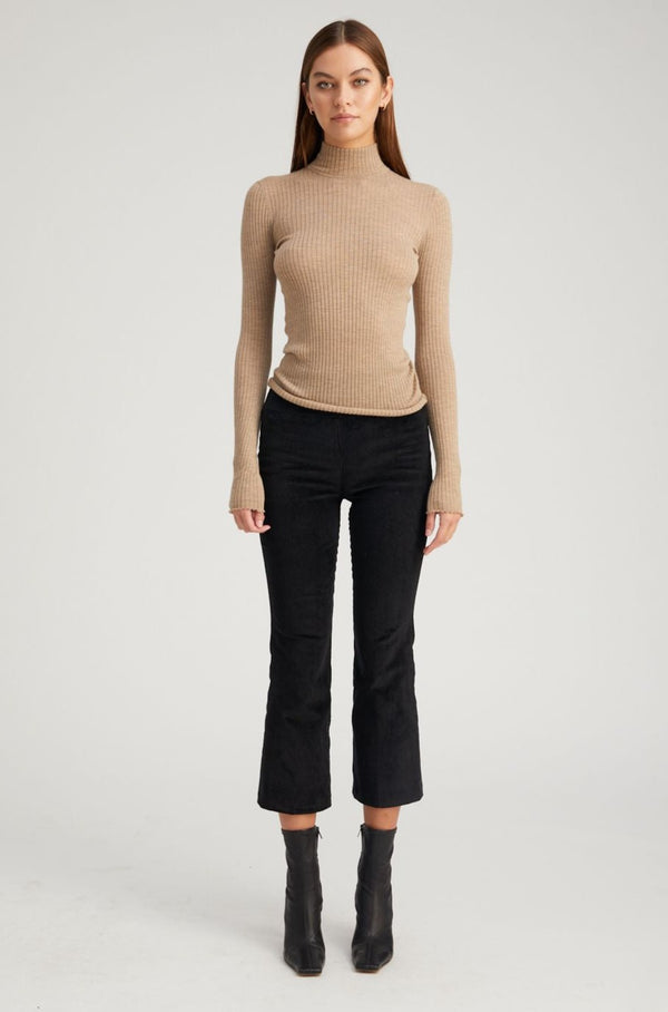 sprwmn Black Corduroy Crop Flare Pants Black