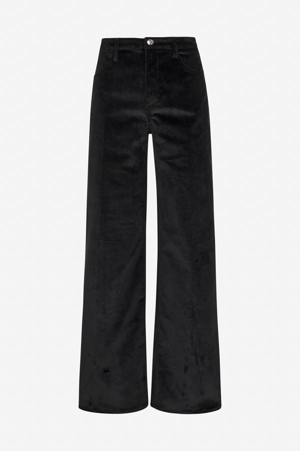 Sprwmn Black Corduroy Wide Leg Trousers Black