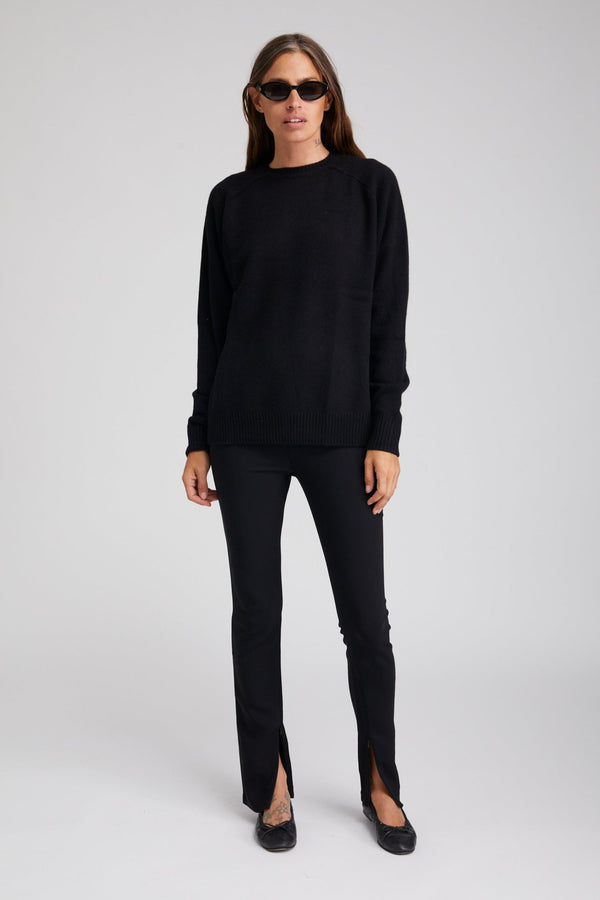 sprwmn Black Crepe Ankle Zipper Pants